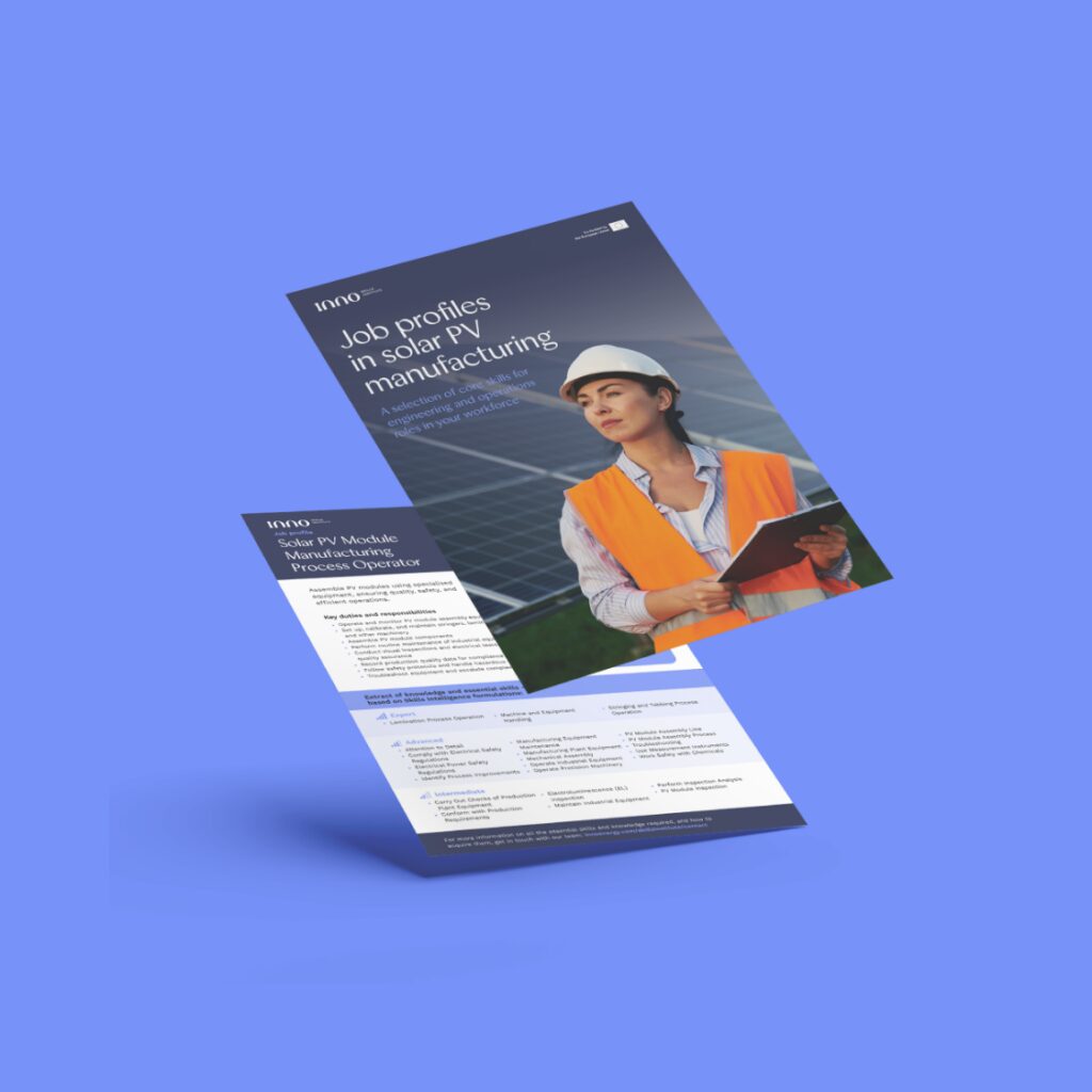 Manufacturing job bundle from the European Solar Academy showcasing skills and roles in solar PV manufacturing