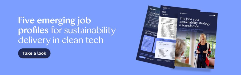 Cover image for an article on five emerging job roles supporting sustainability delivery in clean tech.