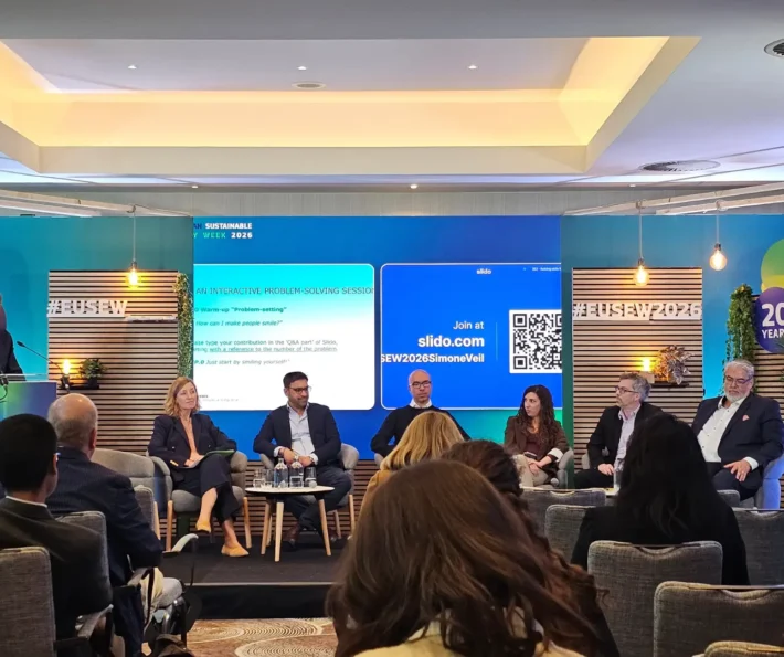 Professionals discussing how Europe can address the renewable skills gap, focusing on workforce development, training needs and cross-sector collaboration to support the energy transition.